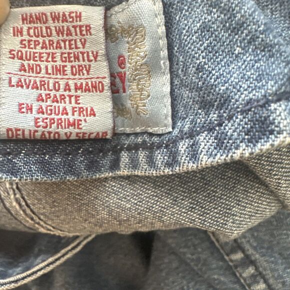 Jane Ashley Vintage Denim Maxi Dress Med Embroidered Snowmen Pockets Y2K Blue - Picture 9 of 12